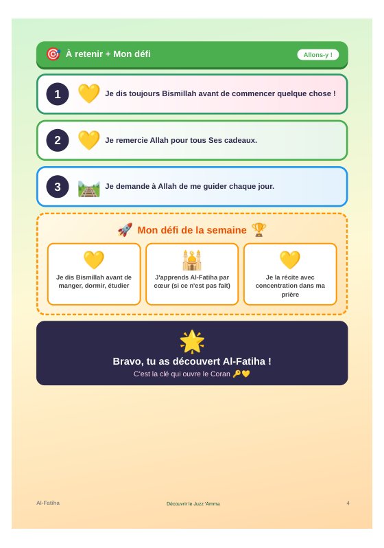 Al-Fâtiha — à retenir et défi
