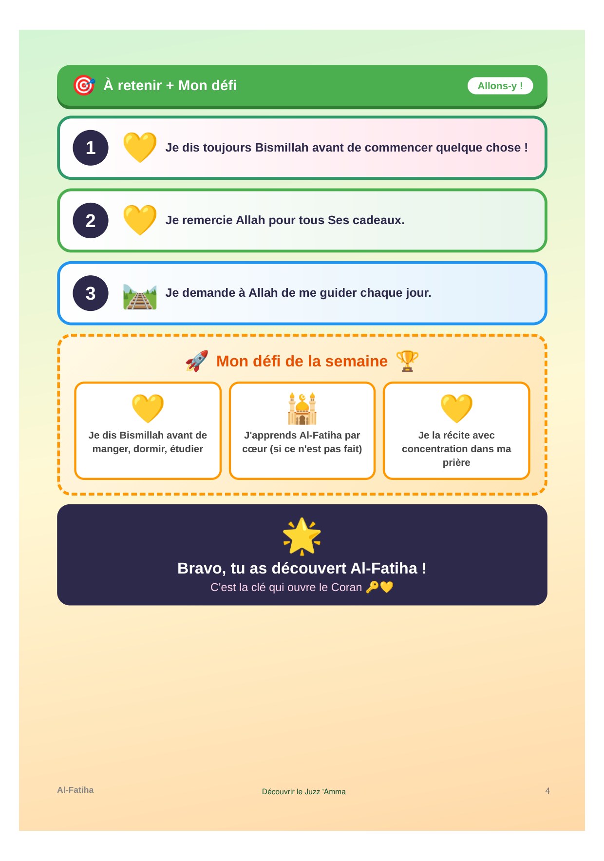 Al-Fâtiha — à retenir et défi